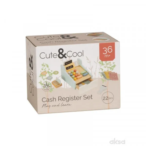 Cute&Cool drvena igračka kasa sa dodacima 