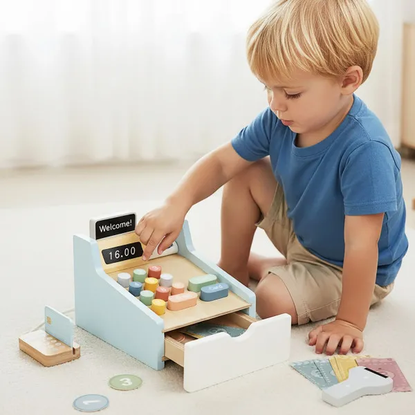 Cute&Cool drvena igračka kasa sa dodacima 