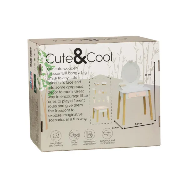 Cute&Cool drvena igračka make-up sto i stolica 