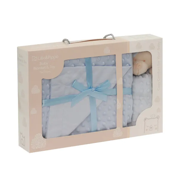 Lillo&Pippo set ćebe i plišana igračka, plavi 