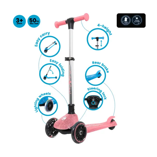 Cute&Cool svetleći sklopivi trotinet Galaxy Pink 