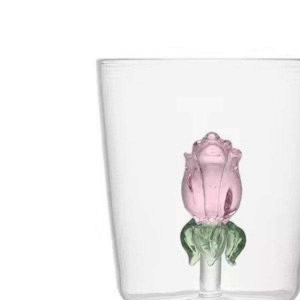 Cute&Cool HOME staklena čaša sa ružom, 400ml 