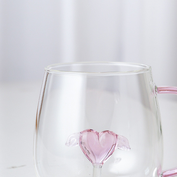 Cute&Cool HOME staklena šolja sa srcem, 400ml 
