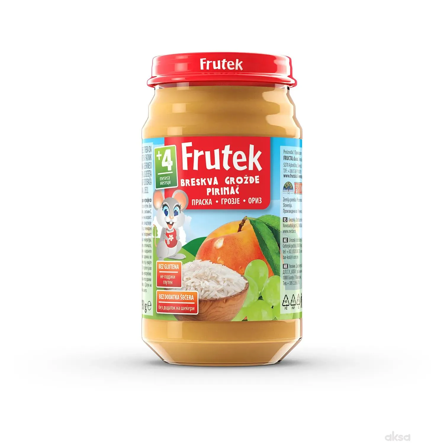 Frutek kašica breskva, riža i grožđe 190g 