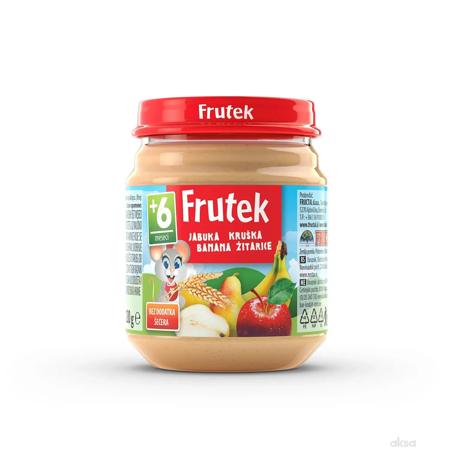 Frutek kašica jabuka, kruška, banana i žit. 120g