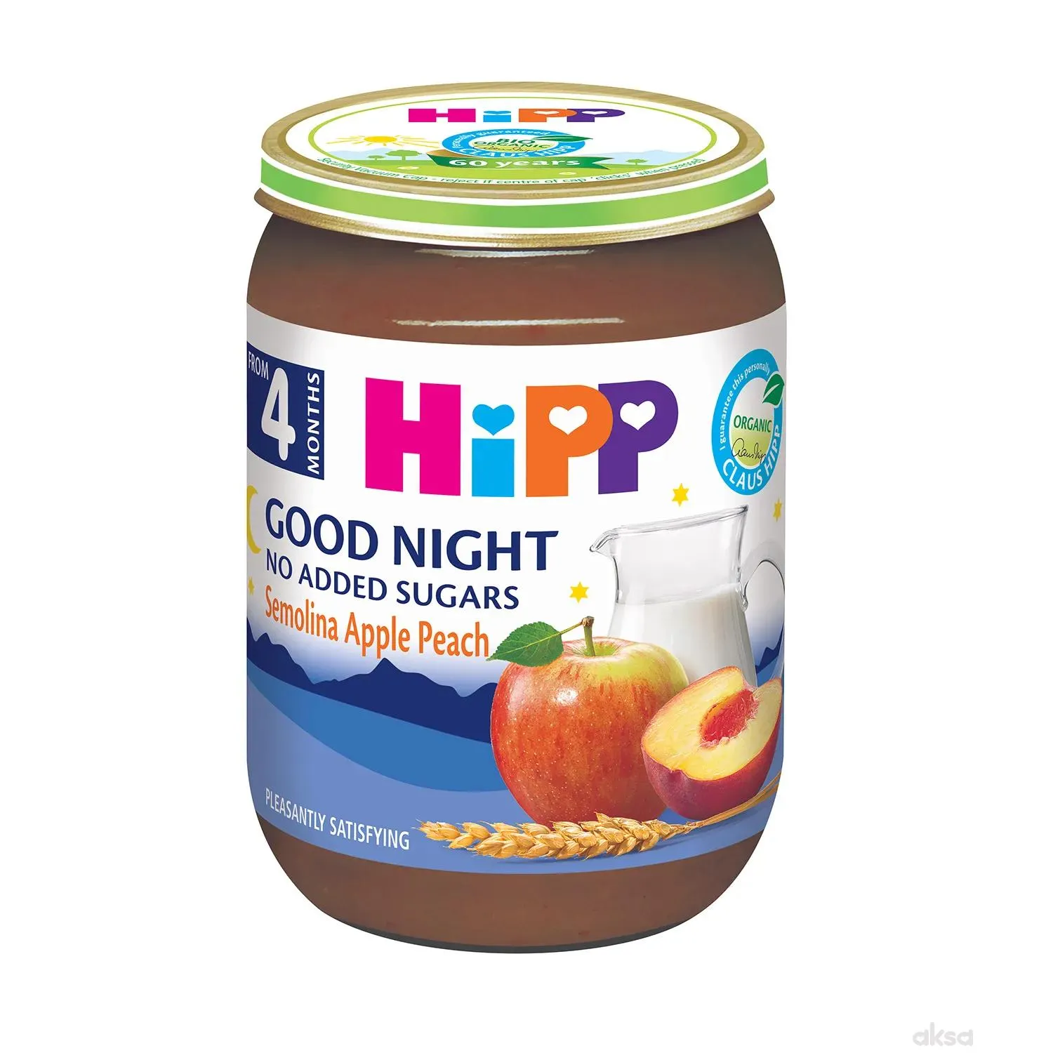 Hipp kašica za l. noć griz, jabuka, breskva 190g 