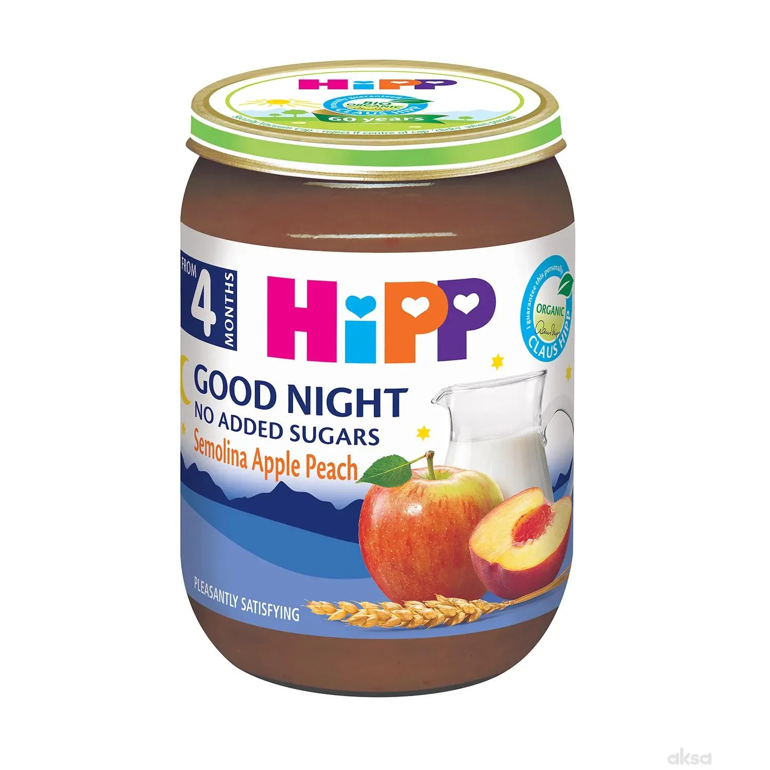 Hipp kašica za l. noć griz, jabuka, breskva 190g