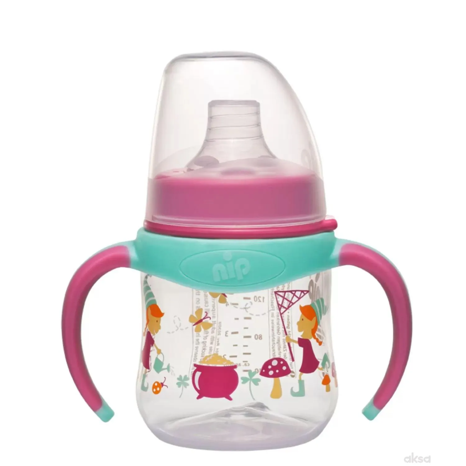 Nip trening flašica djev. ruč. 150ml sil.pisak 6m+