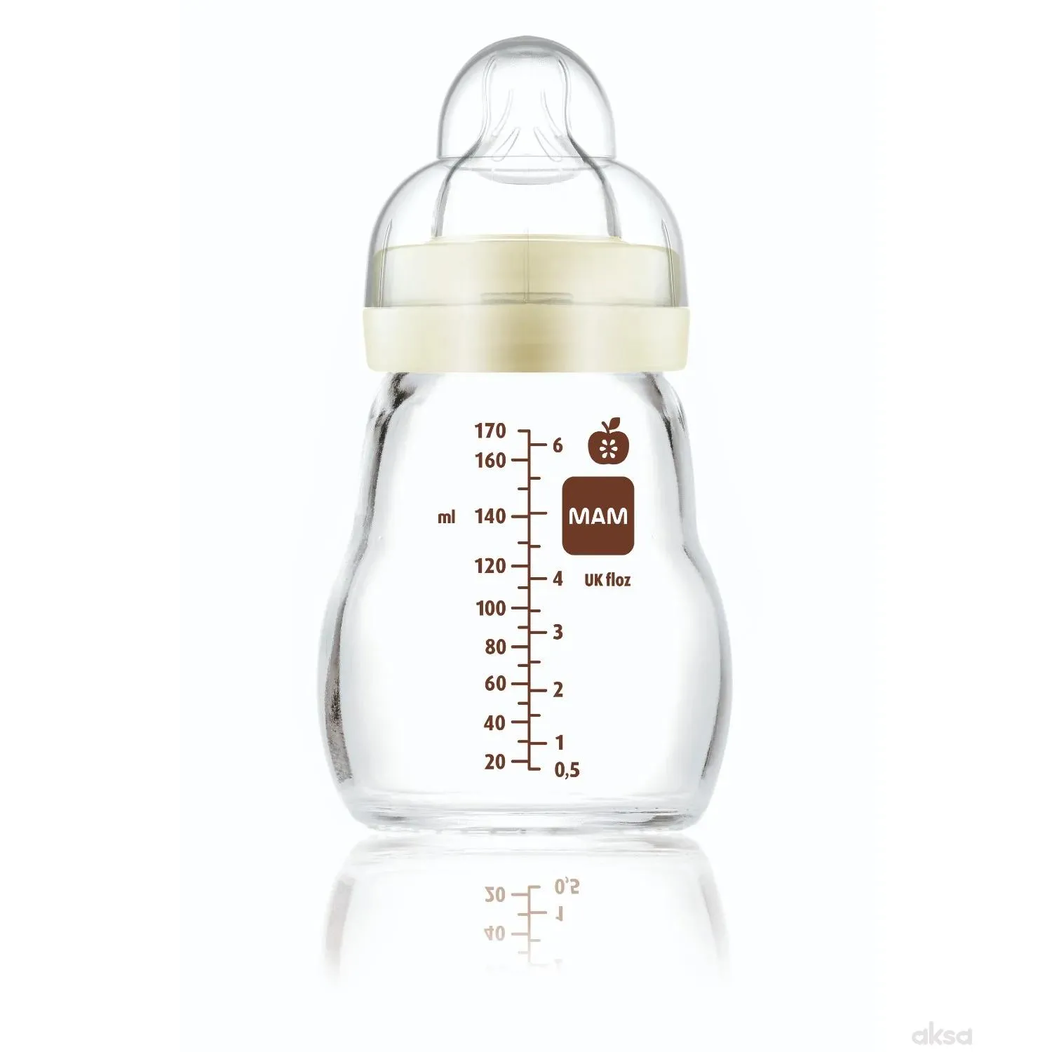 MAM staklena flašica silikon 170ml, 0m+