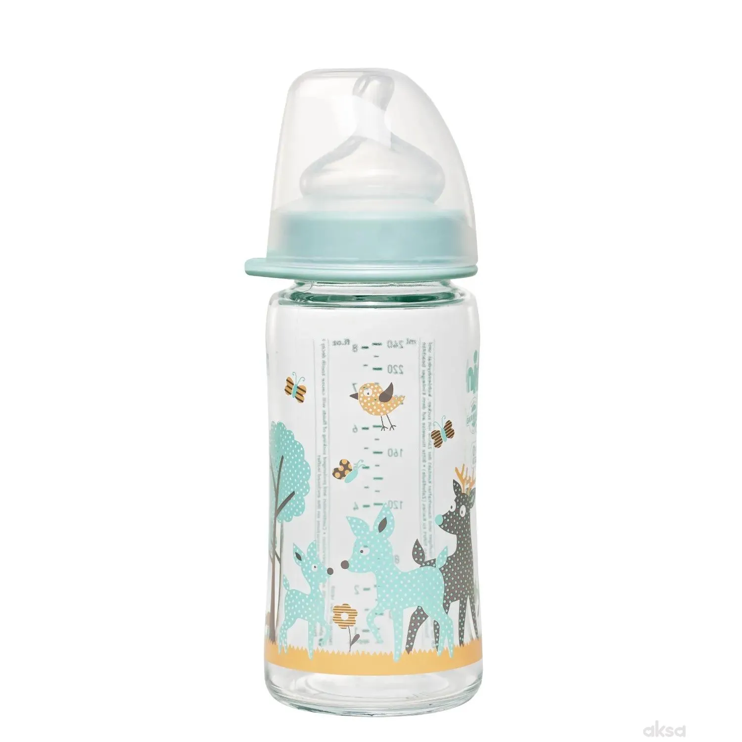 Nip staklena flašica šir.otv. 0m+ 240ml zelena