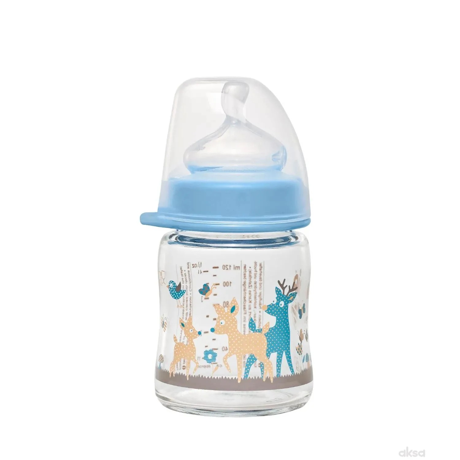 Nip staklena flaš sa šir otvorom 0m+ 120ml,plava