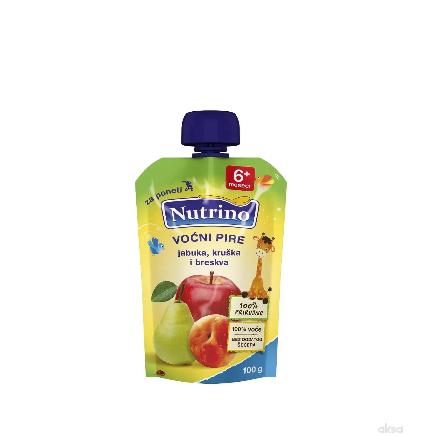 Nutrino pouchers jabuka, kruška i breskva 100g 