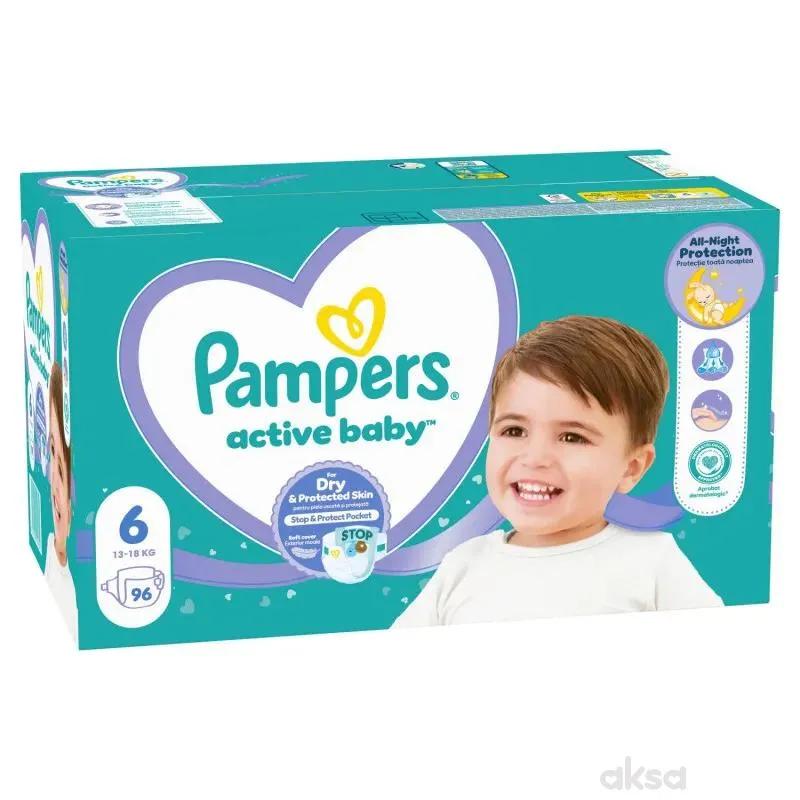 Pampers pelene active baby mega box 6 extra large 13-18kg 96kom