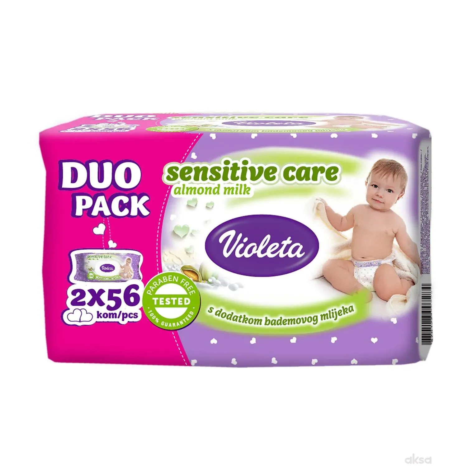 Violeta baby vlažne maramice badem2x56kom 