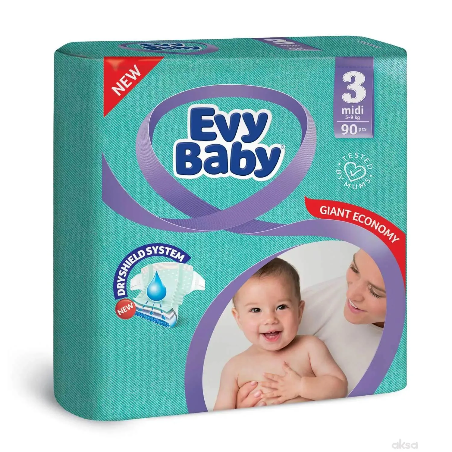 Evy baby pelene giant 3 midi 5-9kg 90kom 