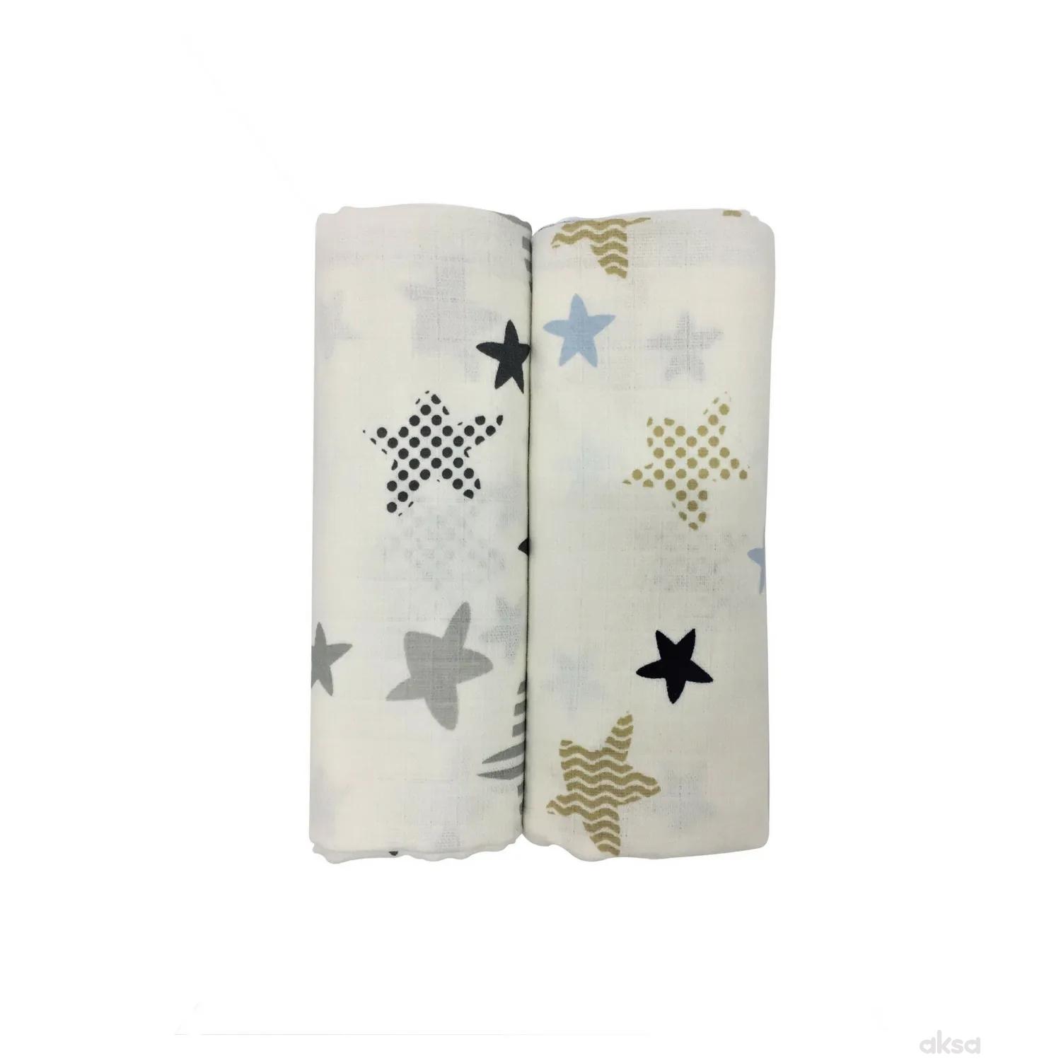 Baby Textil tetra pelena 2u1 Zvijezde , 80x90cm