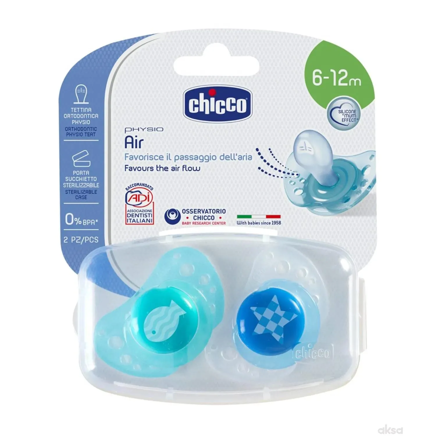 Chicco cucla Giotto Physio Air sil. plava 6m+, 2kom 