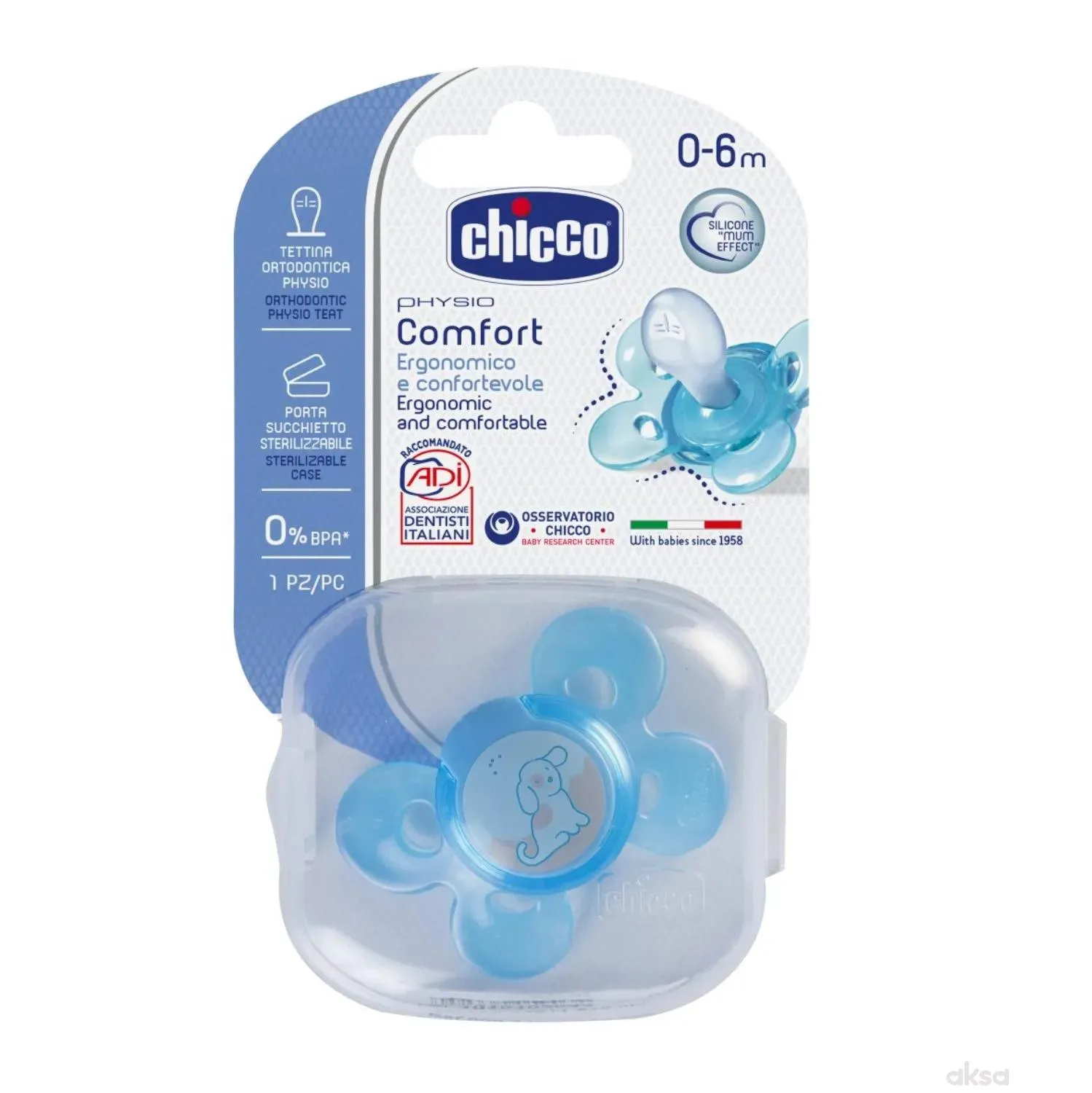 Chicco cucla Giotto Comfort silikon 0-6m 1 k plava