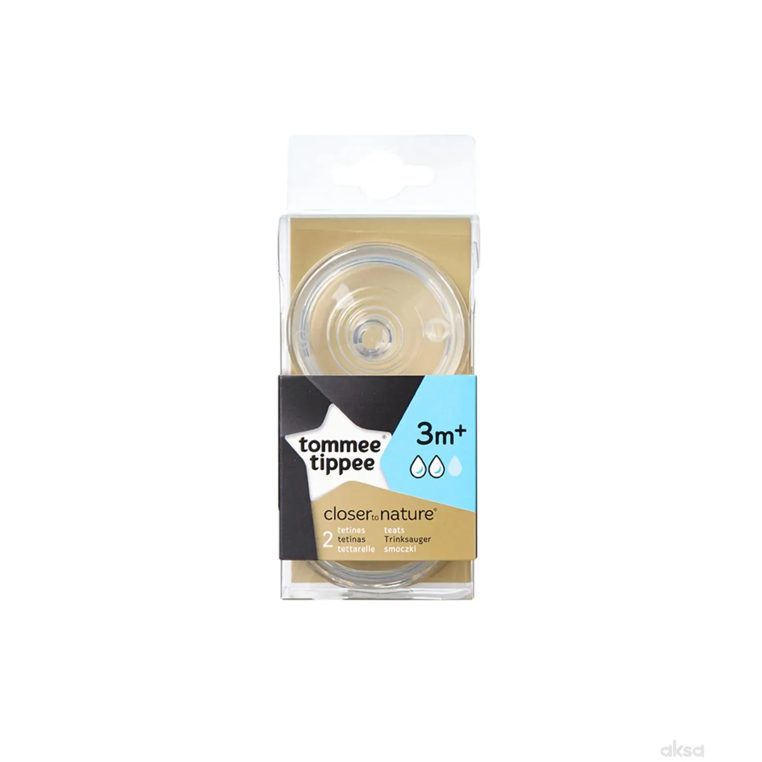 Tommee Tippee silikonska cucla srednji protok 2 kom 3m+