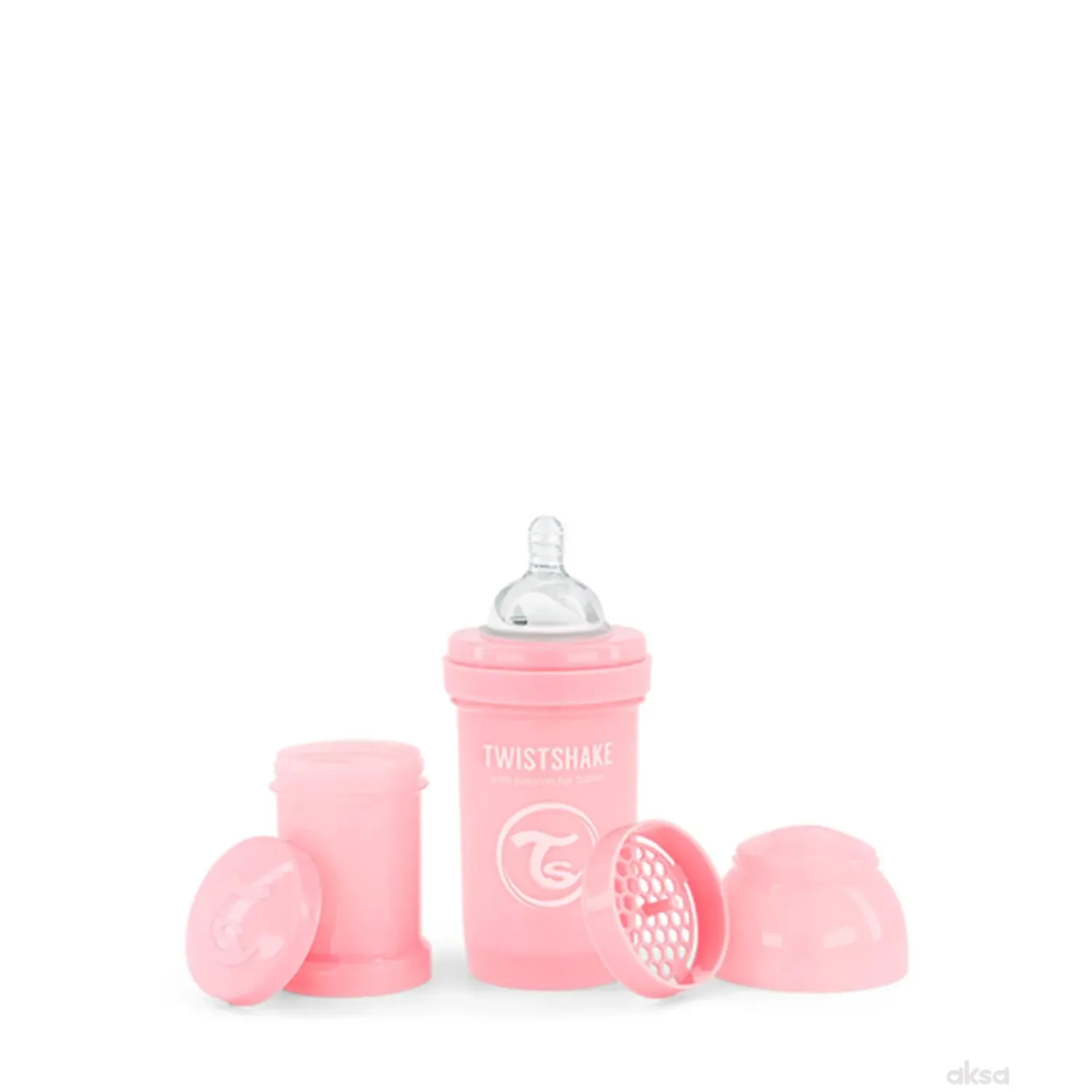 TS flašica anti-colic 180ml pastelna roze 