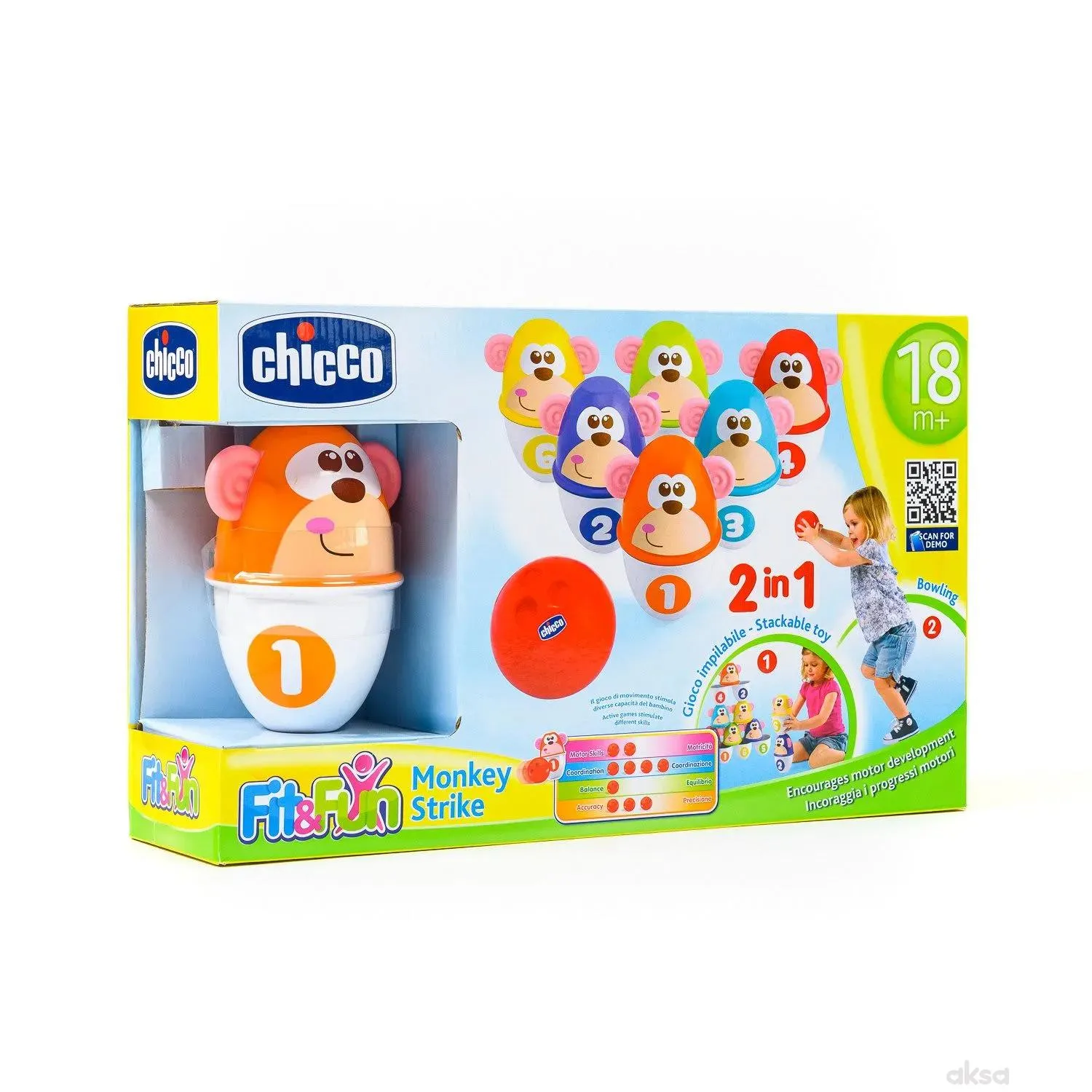 Chicco igračka set za kuglanje-Majmunčići