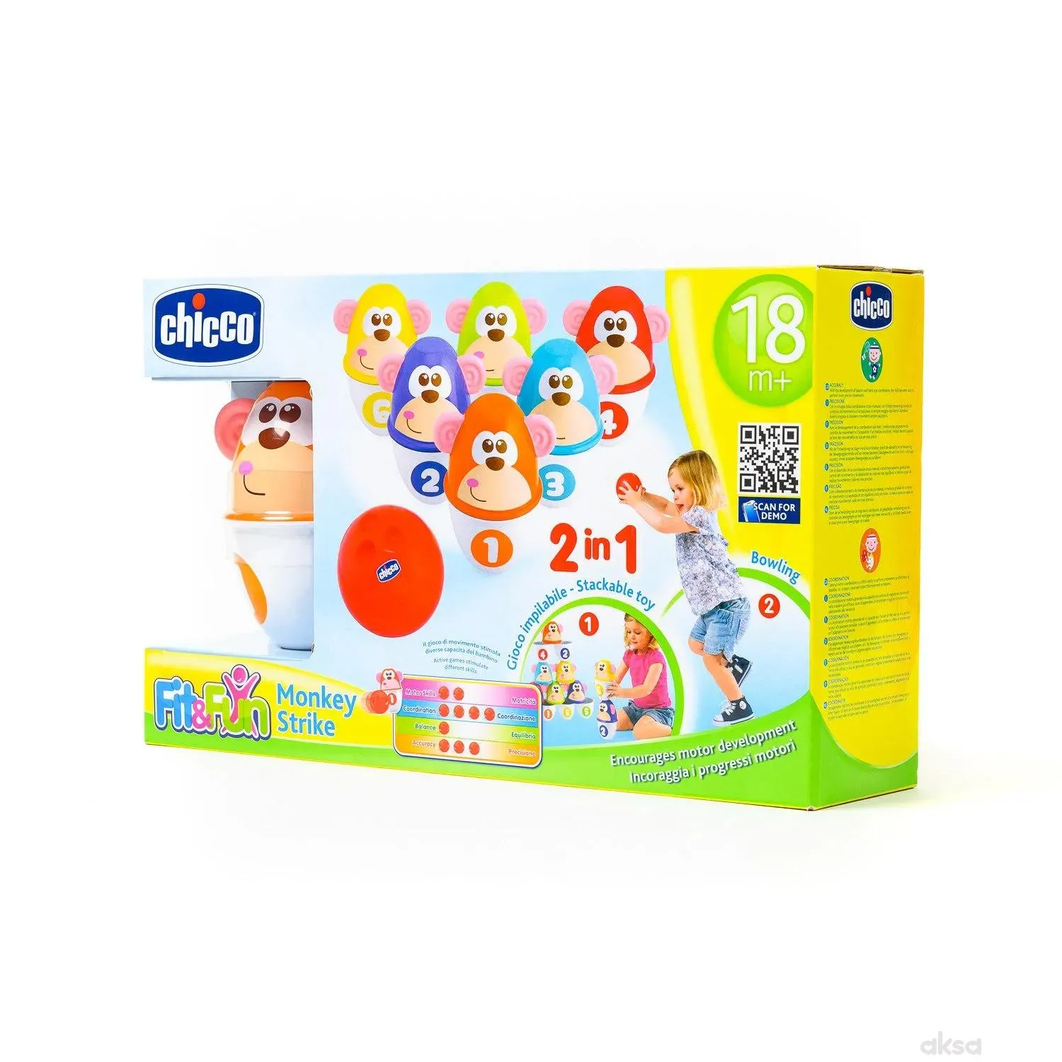Chicco igračka set za kuglanje-Majmunčići