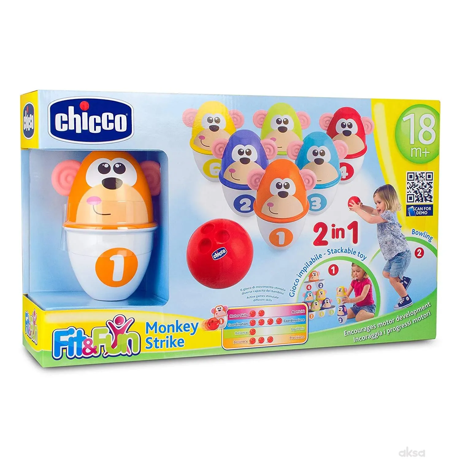 Chicco igračka set za kuglanje-Majmunčići