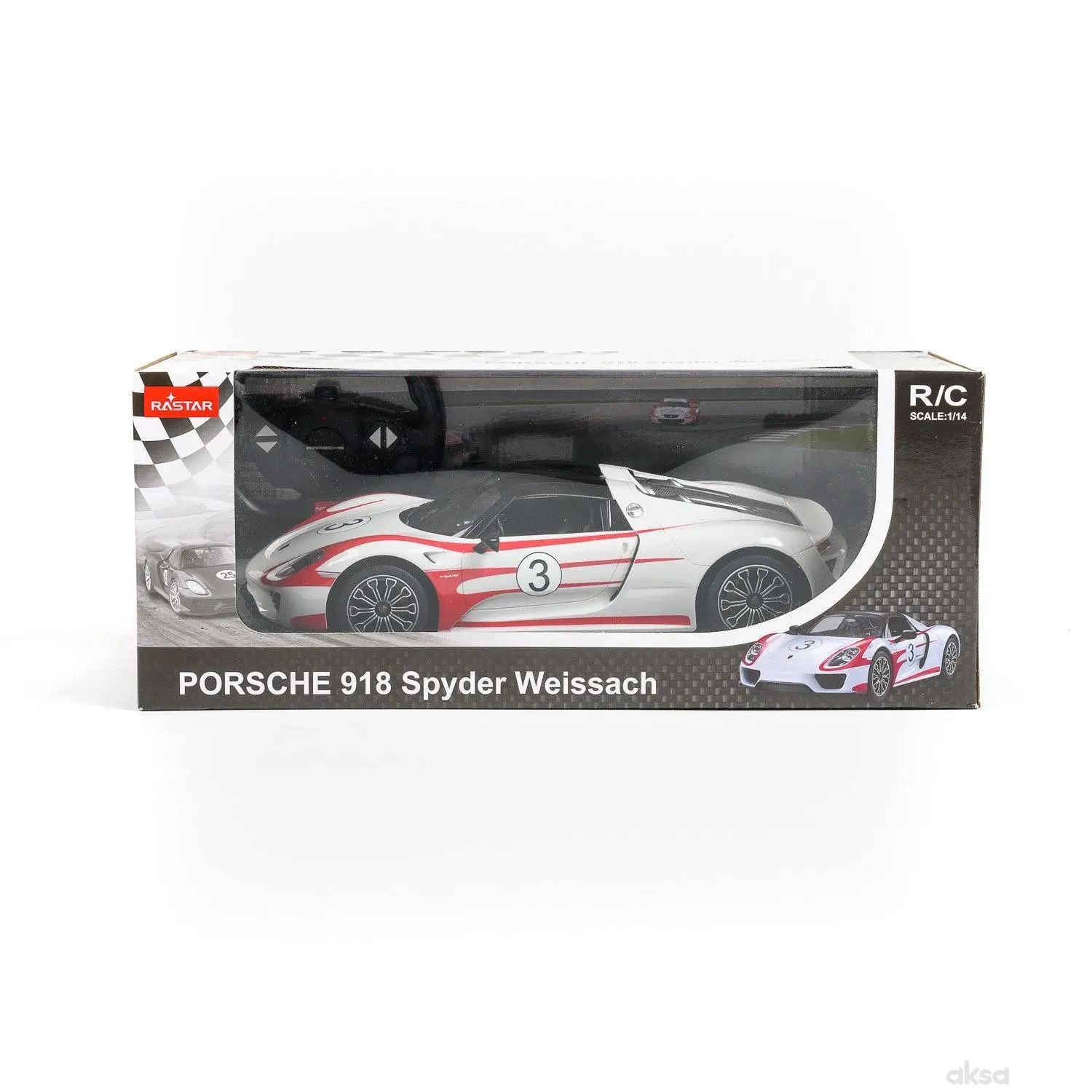 Rastar RC auto Porshe 918 Spyder 1:14 - crn, bel 