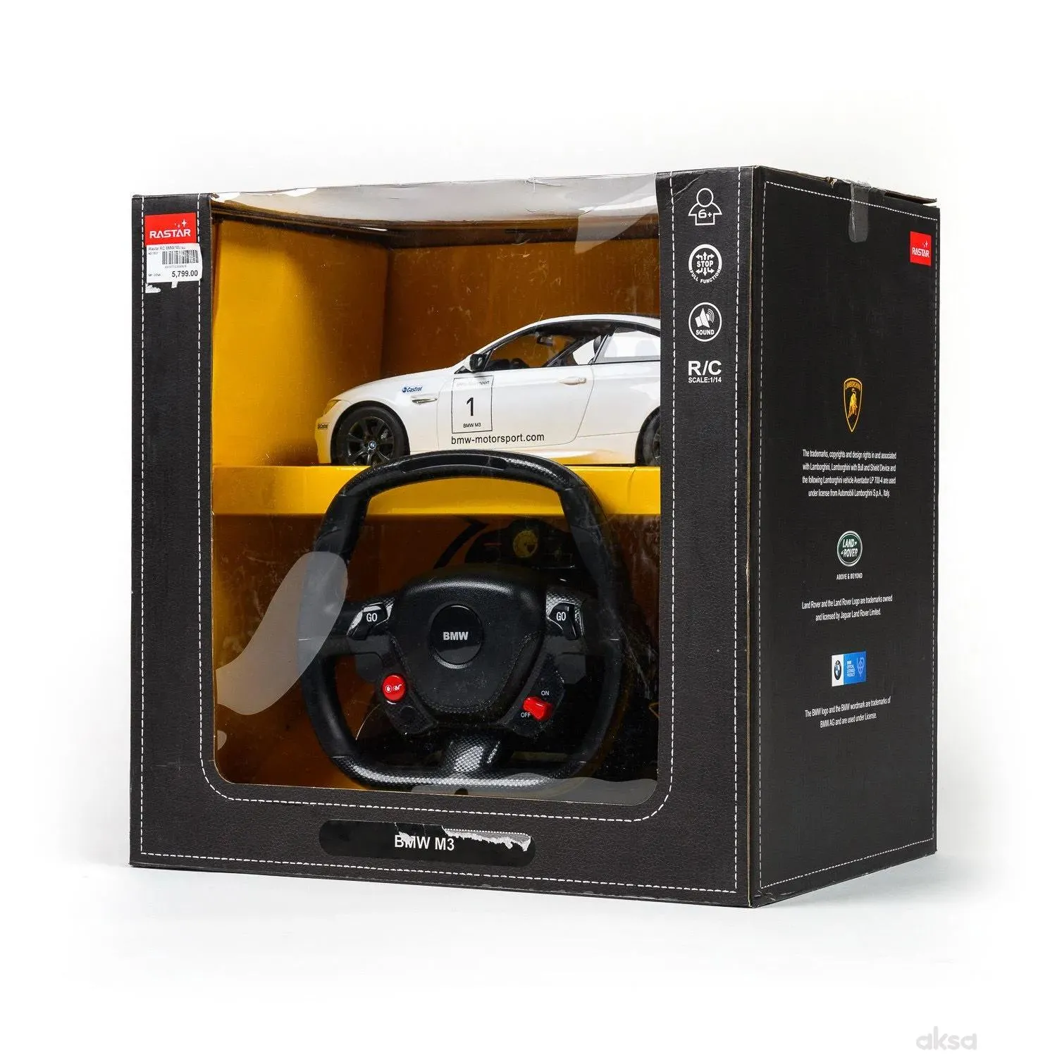 Rastar RC BMW M3 sa volanom 1:14 - crn, bijel 