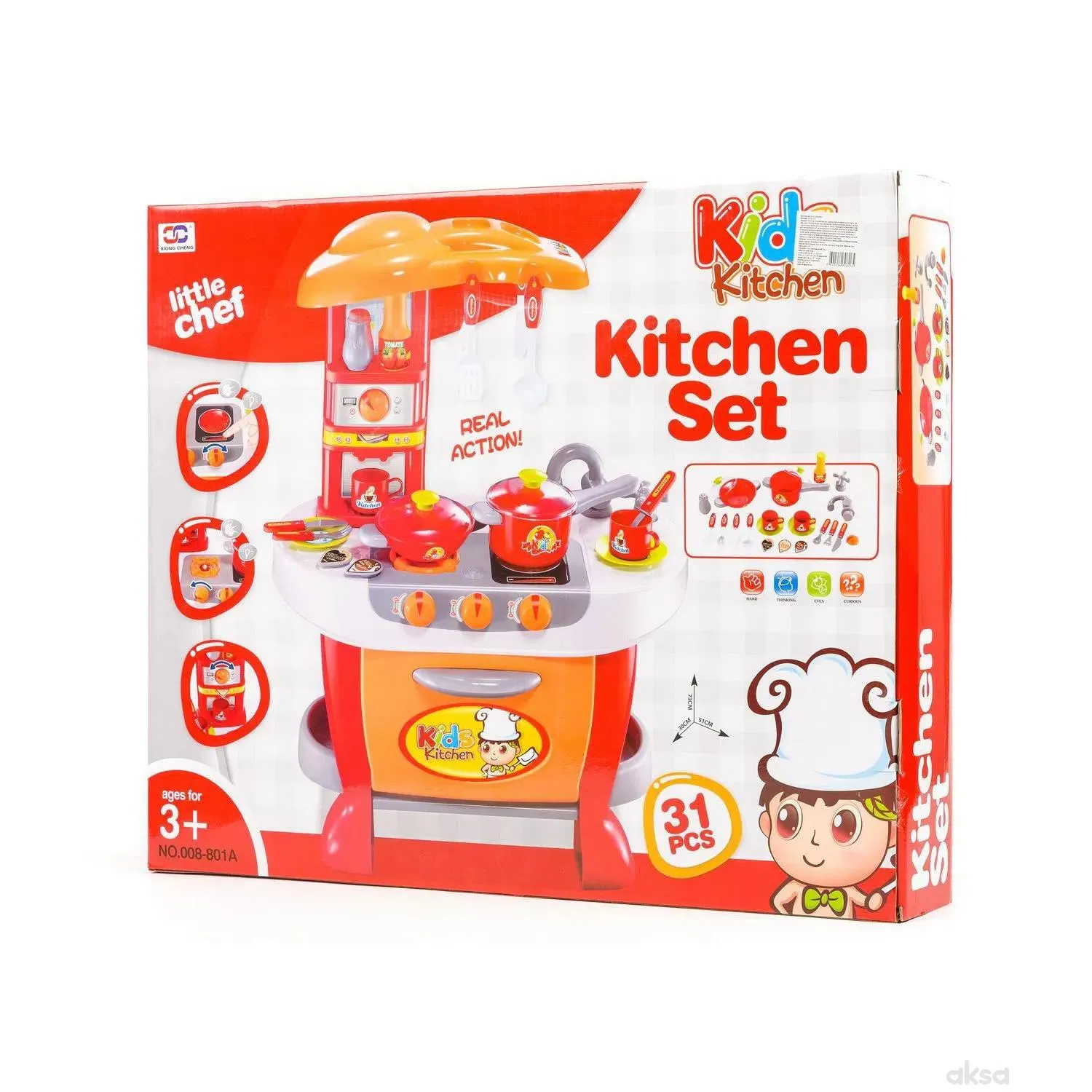 Qunsheng Toys, igračka kuhinja sa dodacima-crvena