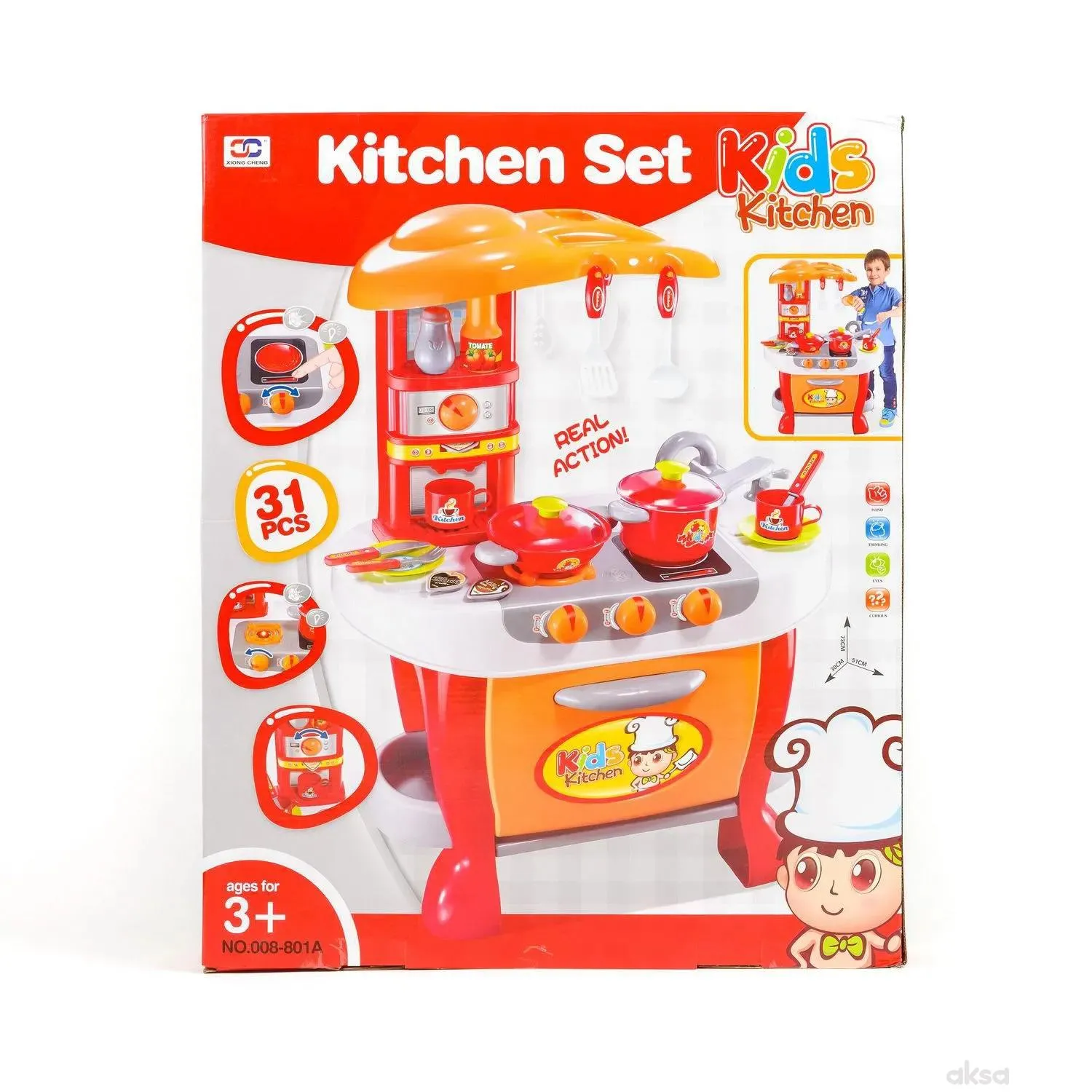 Qunsheng Toys, igračka kuhinja sa dodacima-crvena 