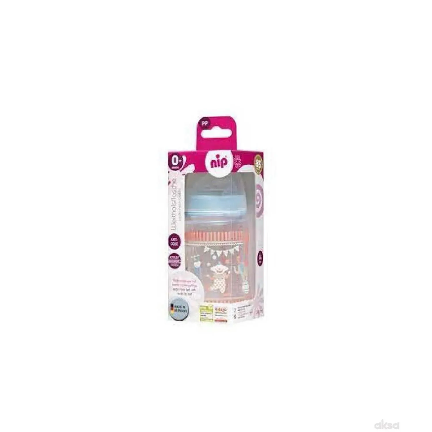 Nip flašica sa širokim otvorom Trendy Boy 260ml, silikonska cucla, 0m+