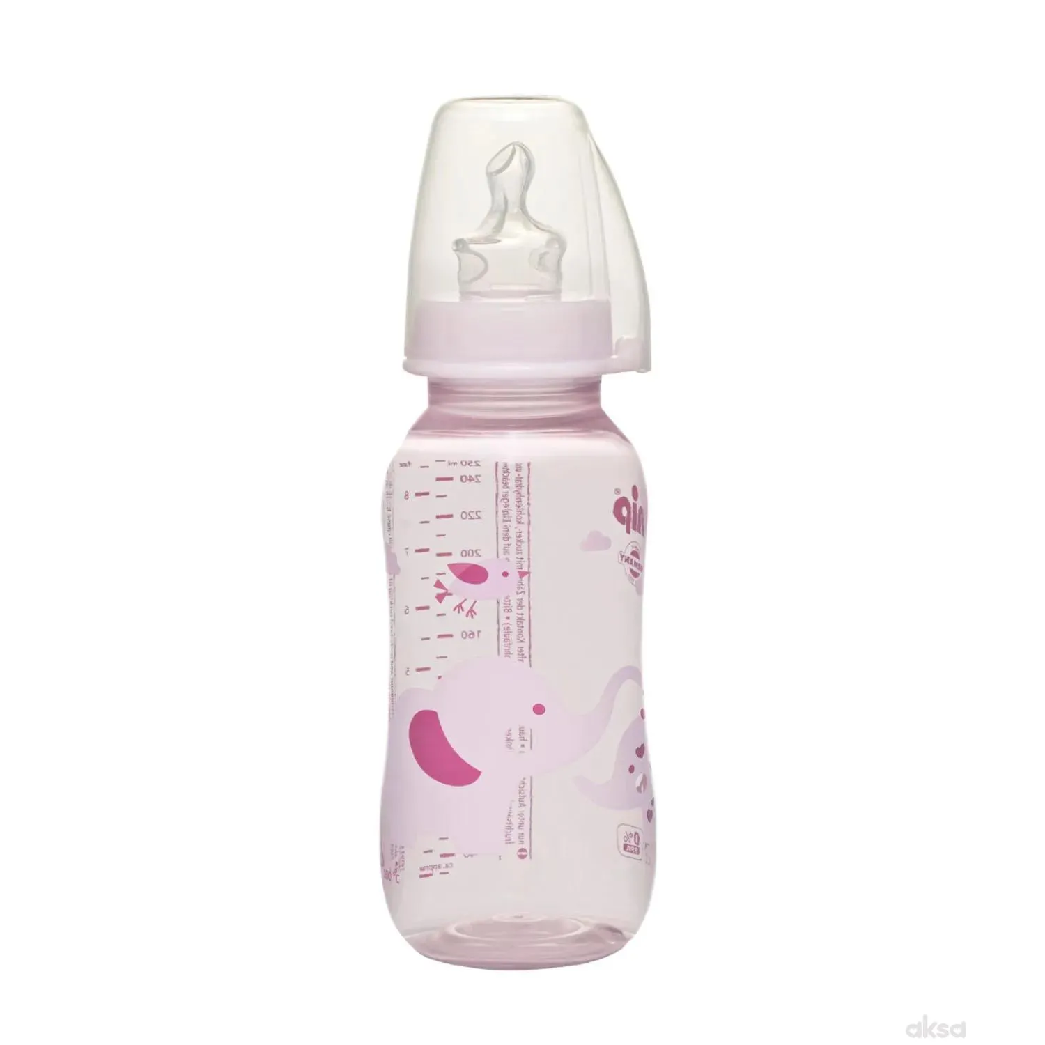 NIP pp flašica Trendy Girl 250ml sa silikonskom cuclom za mlijeko 0-6 