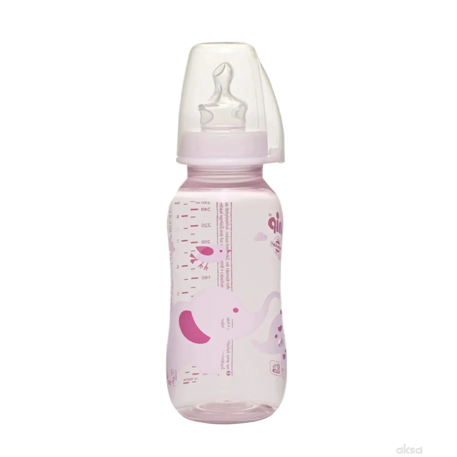 NIP pp flašica Trendy Girl 250ml sa silikonskom cuclom za mlijeko 0-6