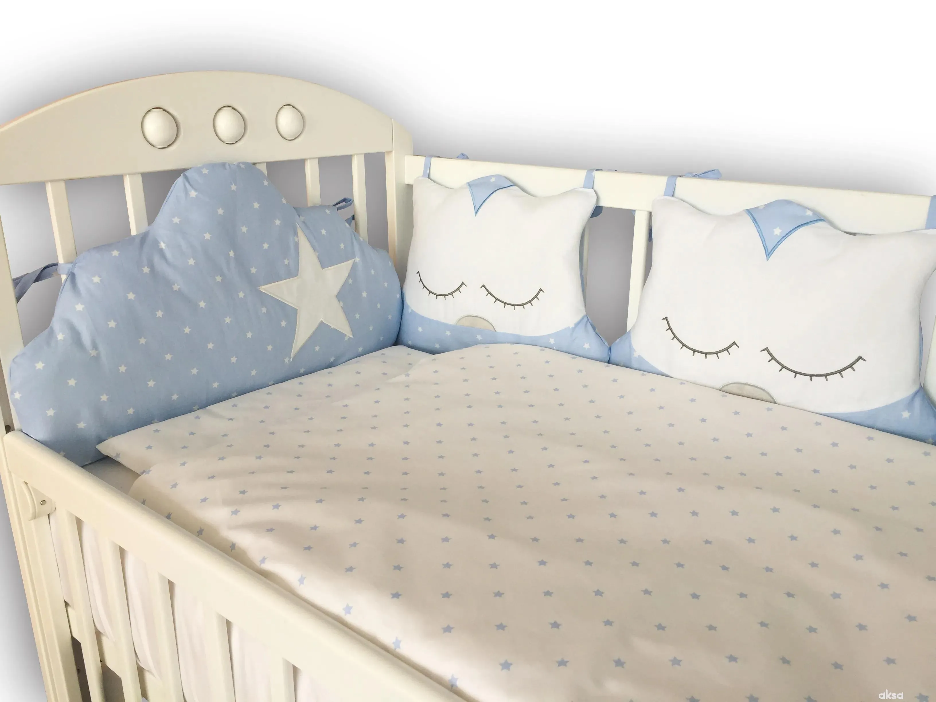 Lillo&Pippo punjena posteljina Sova plava 