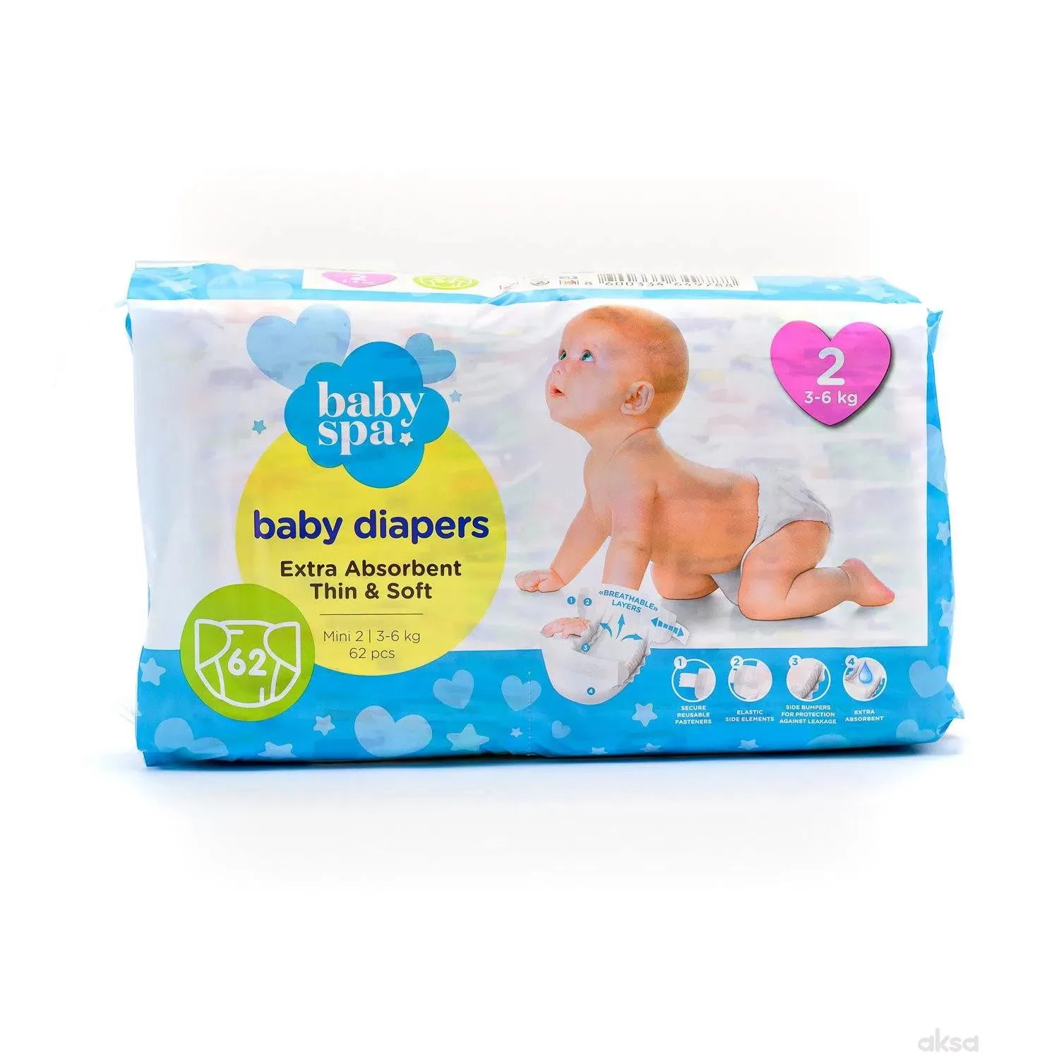 Baby spa pelene 2 mini 3-6kg 62kom 