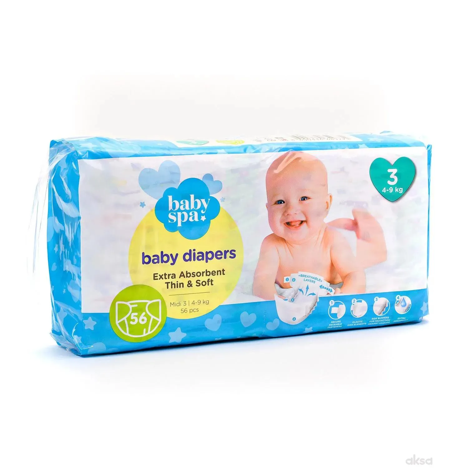 Baby spa pelene 3 midi 4-9kg 56kom 