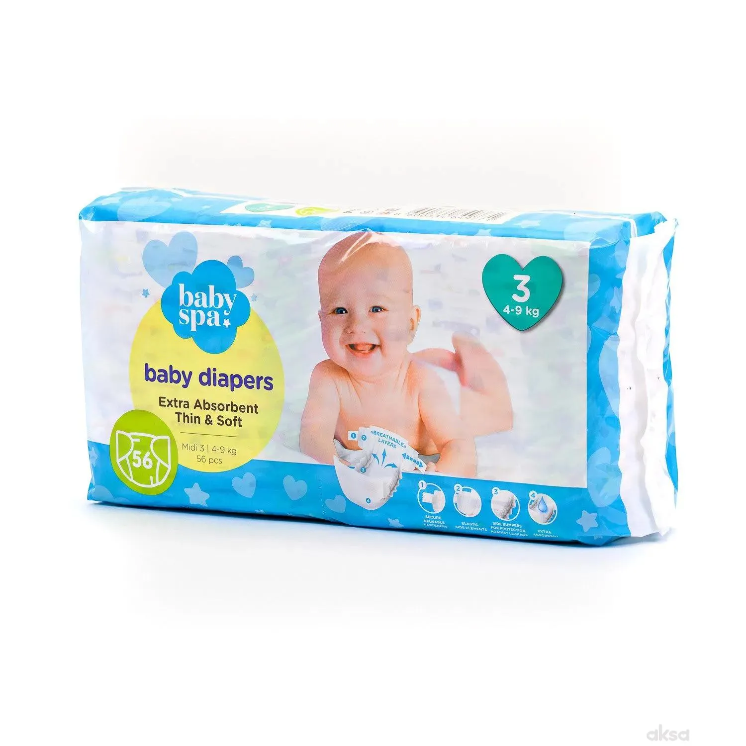 Baby spa pelene 3 midi 4-9kg 56kom 