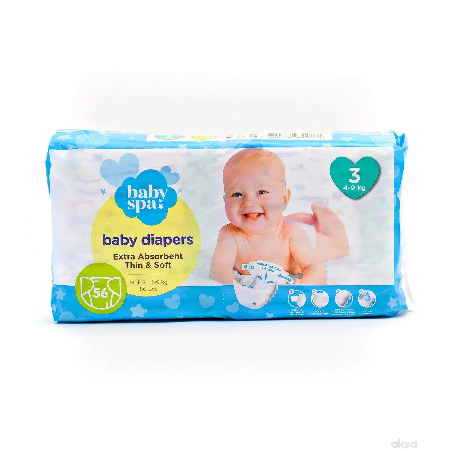 Baby spa pelene 3 midi 4-9kg 56kom 