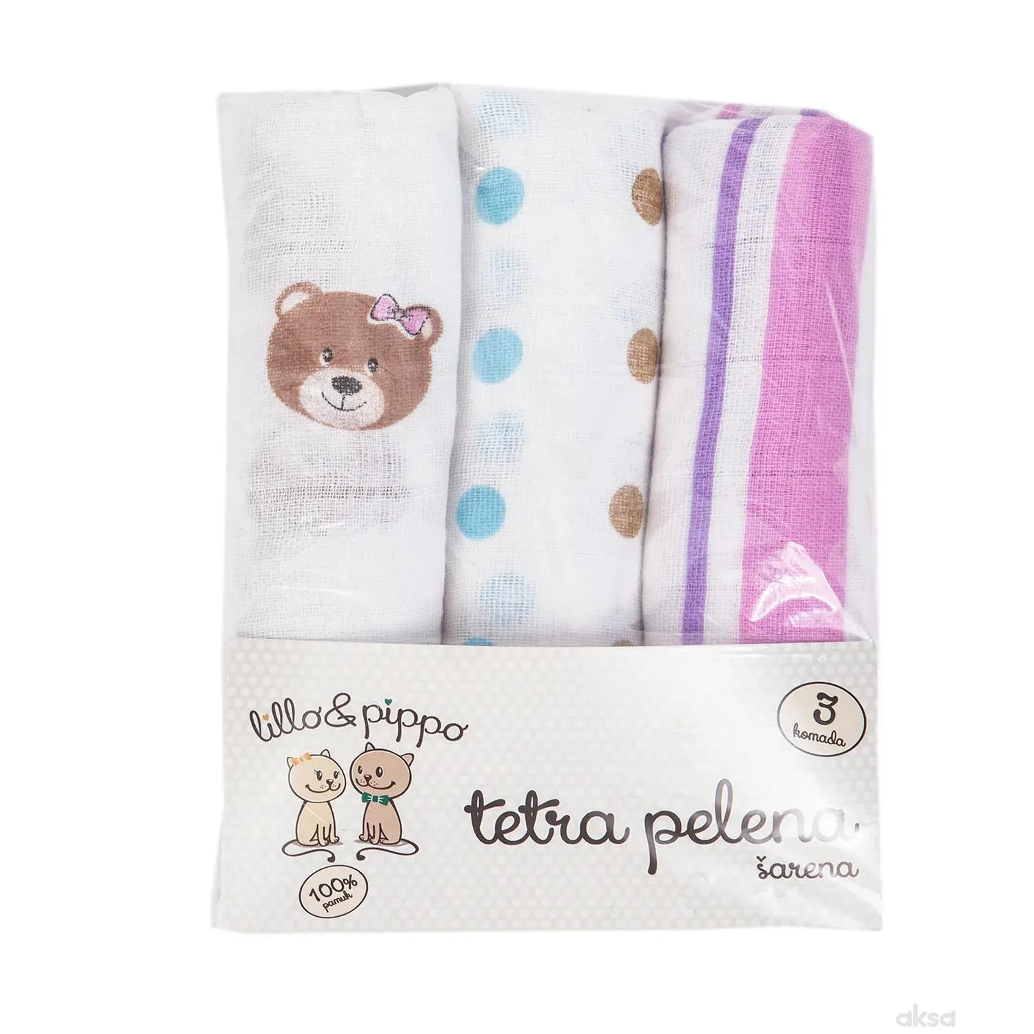 Lillo&Pippo,tetra pelena,šarena
