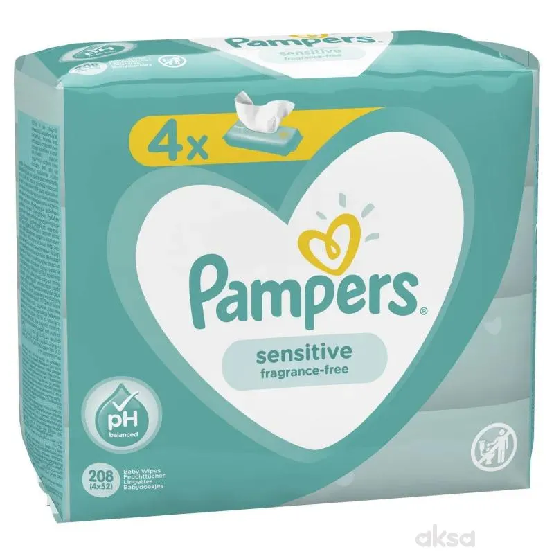 Pampers baby vlažne maramice sensitive 4x52kom 