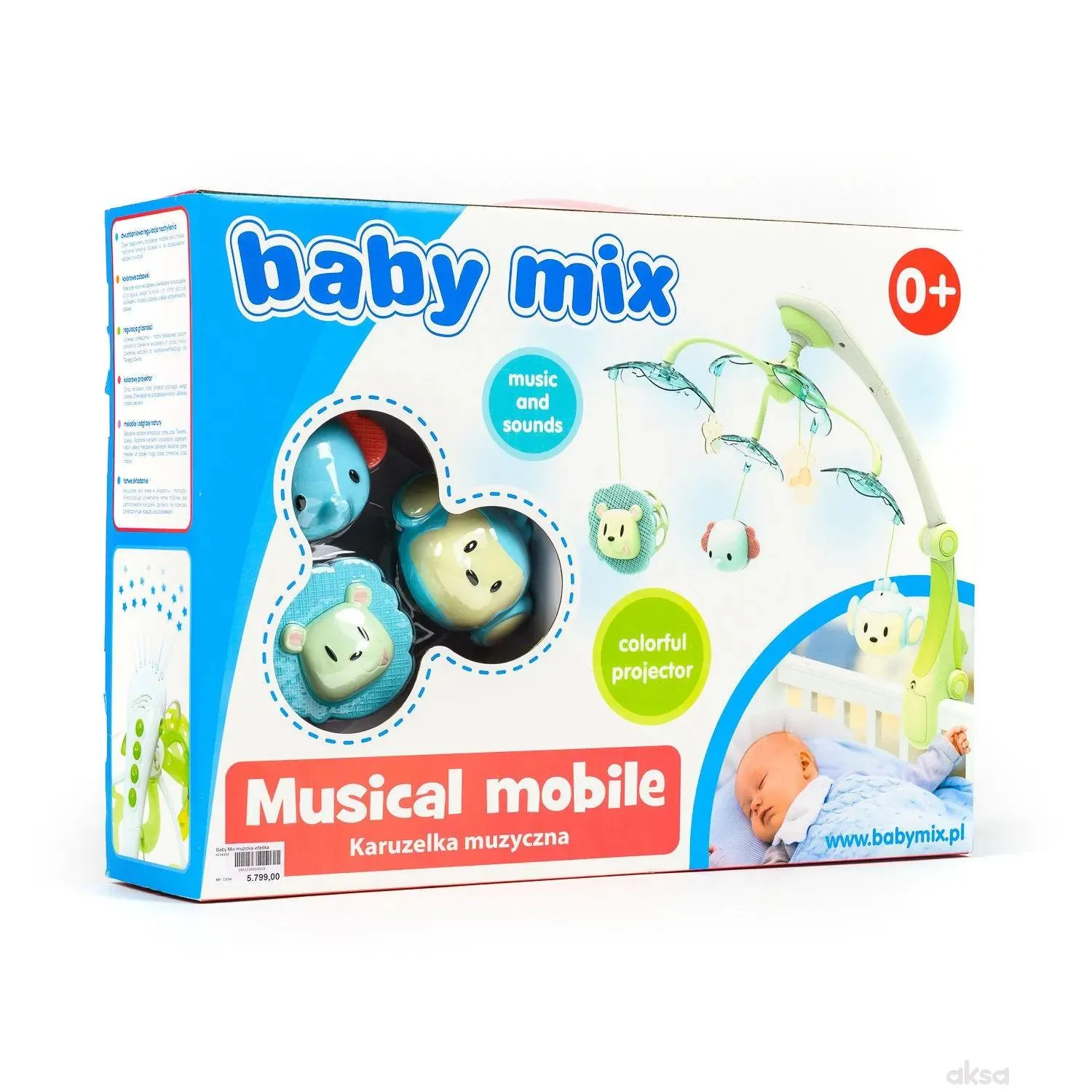 Baby Mix muzička vrteška vesele životinjice zelena