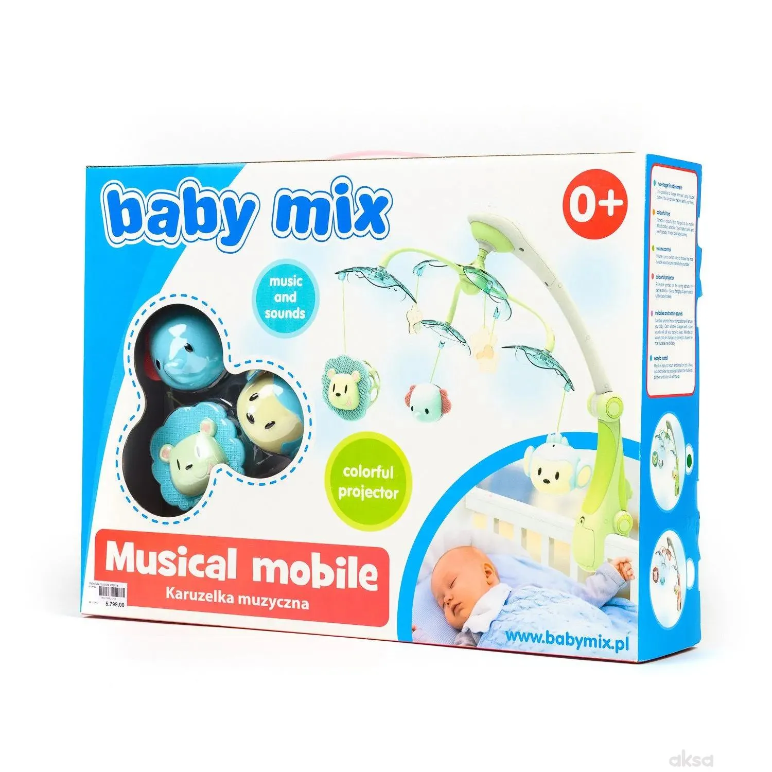 Baby Mix muzička vrteška vesele životinjice zelena
