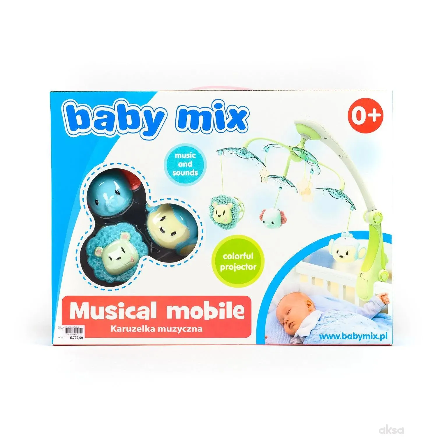 Baby Mix muzička vrteška vesele životinjice zelena
