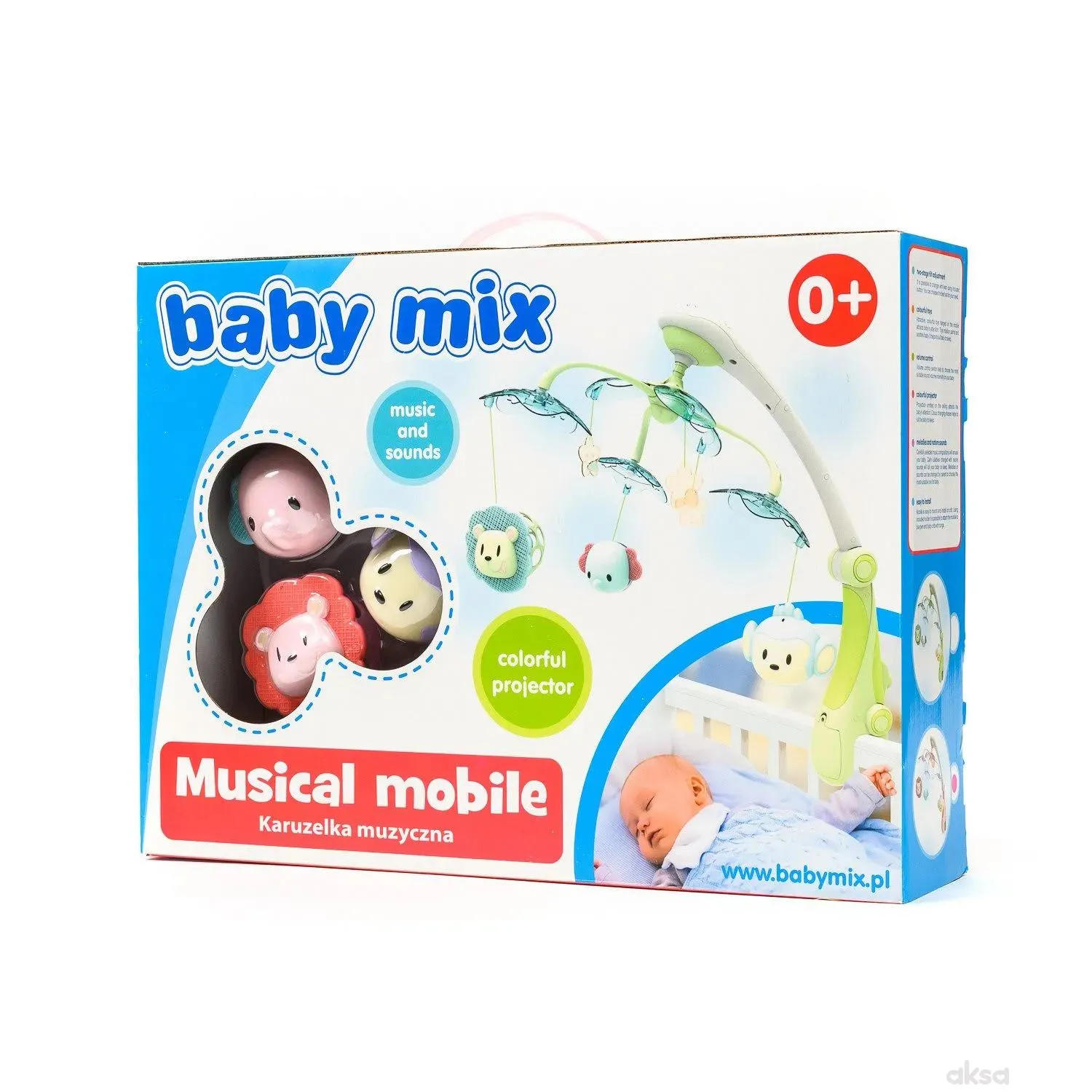 Baby Mix muzička vrteška vesele životinjice roze 