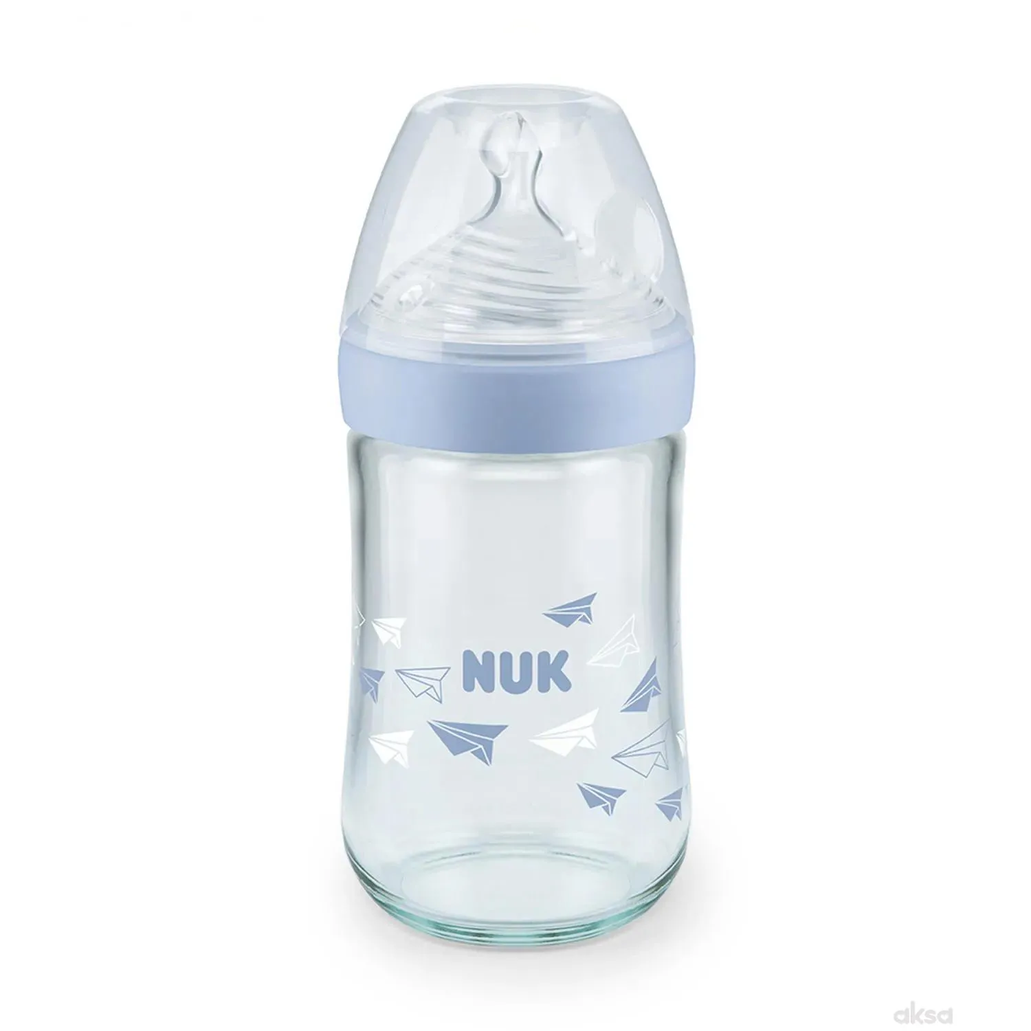 Nuk staklena flašica NS 240ml, sil 0-6m