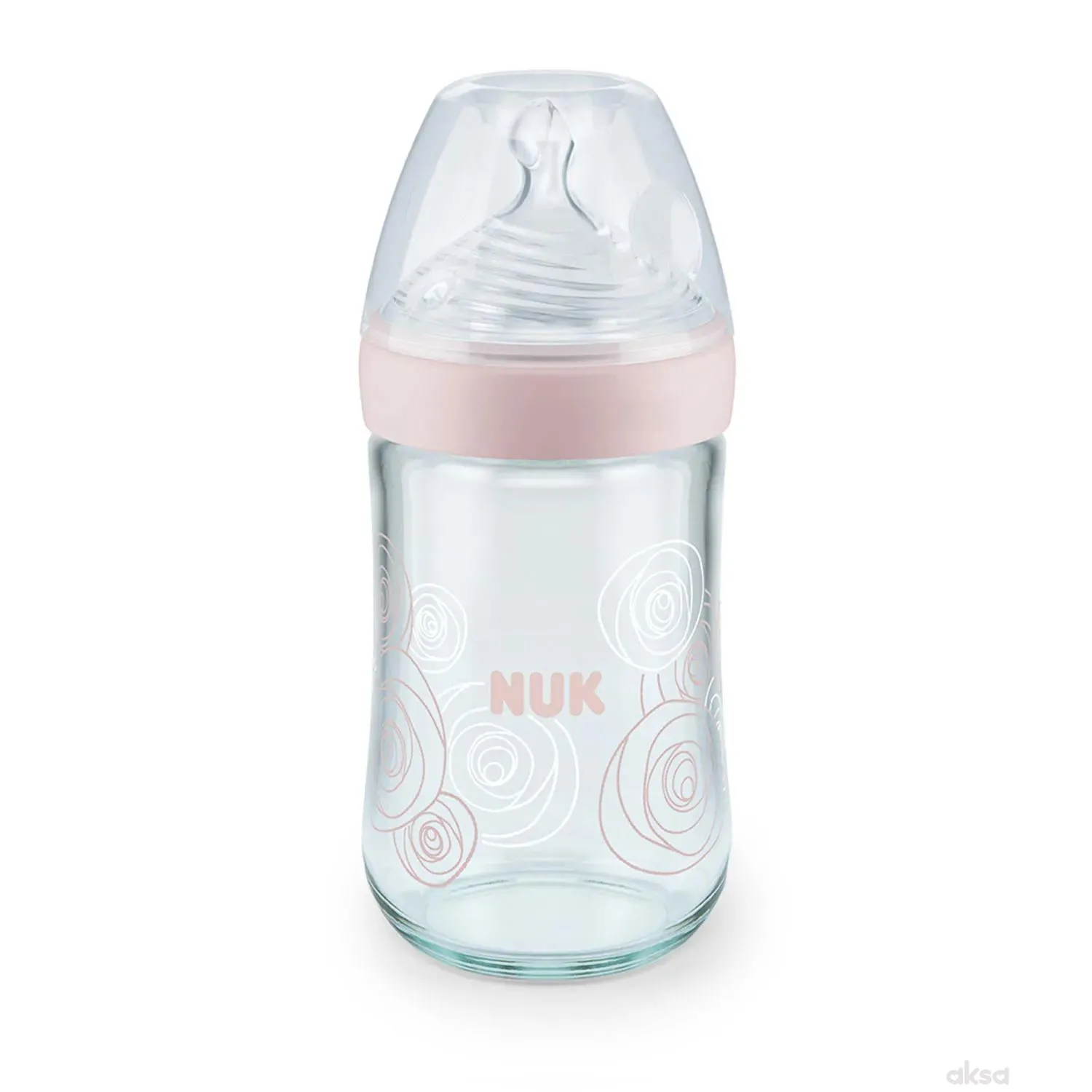 Nuk staklena flašica NS 240ml, sil 0-6m 