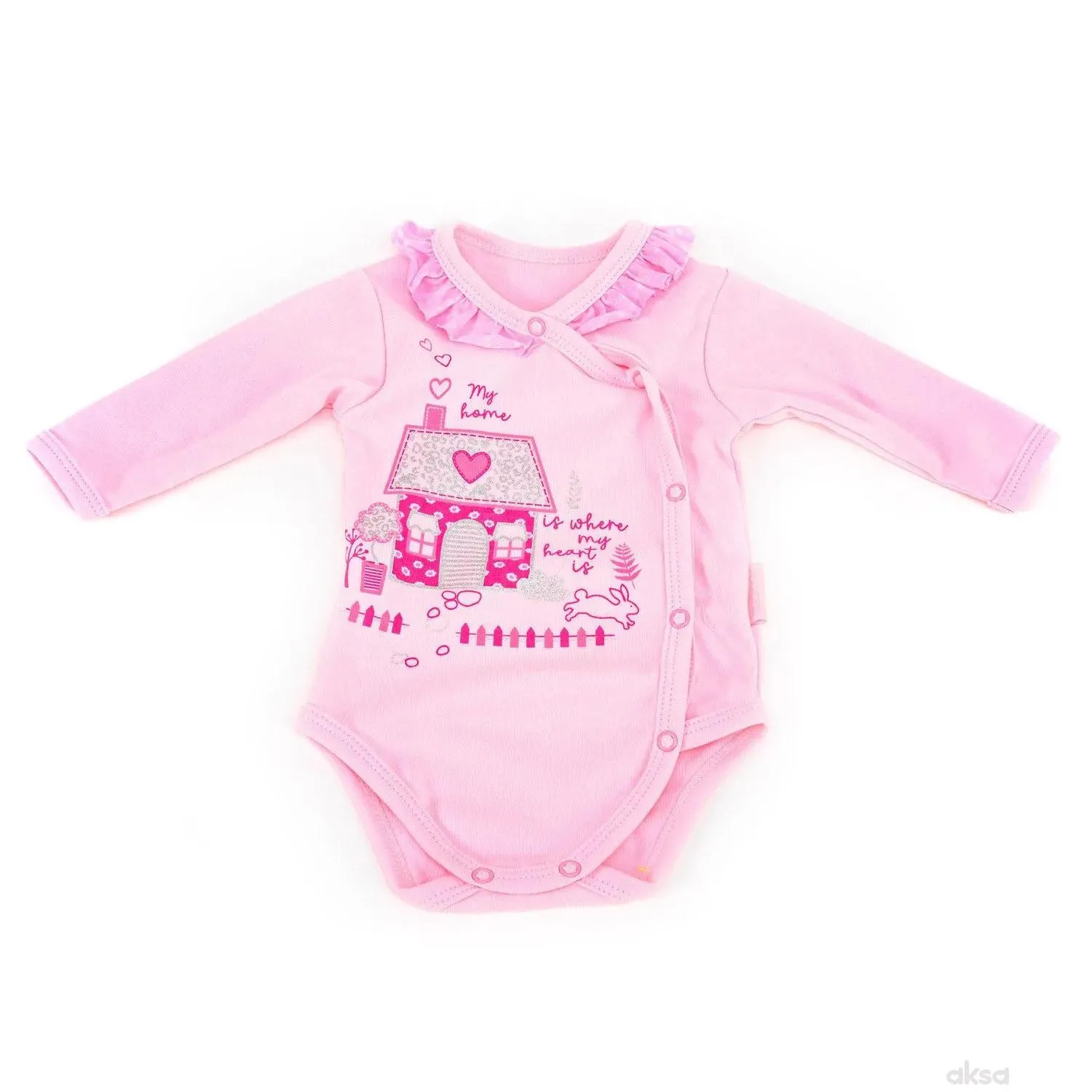Pom Pom bodi benka dr, djevojčice-56 56 3-ROZE