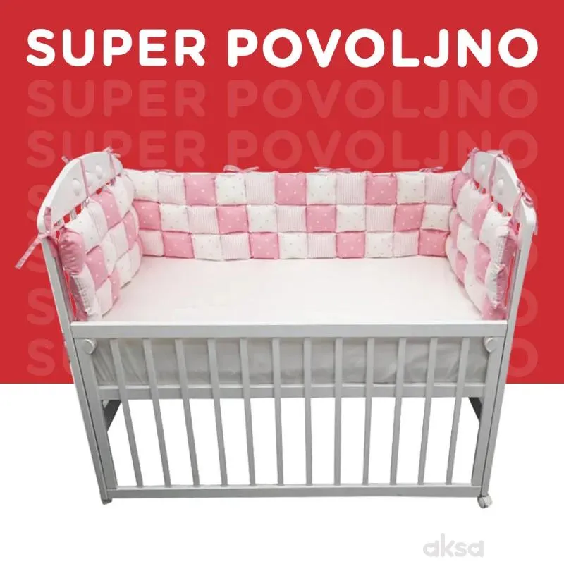 Lillo&Pippo ogradica za krevetac Kockice,ROZE-ROZE 3-ROZE