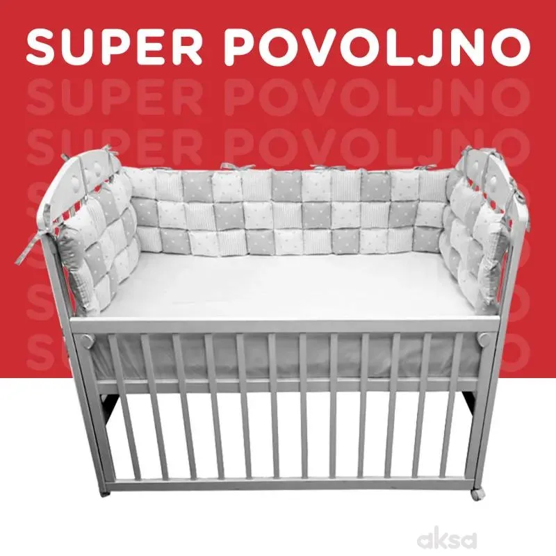 Lillo&Pippo ogradica za krevetac Kockice,SIVautosjedalicaIVA 12-SIVA